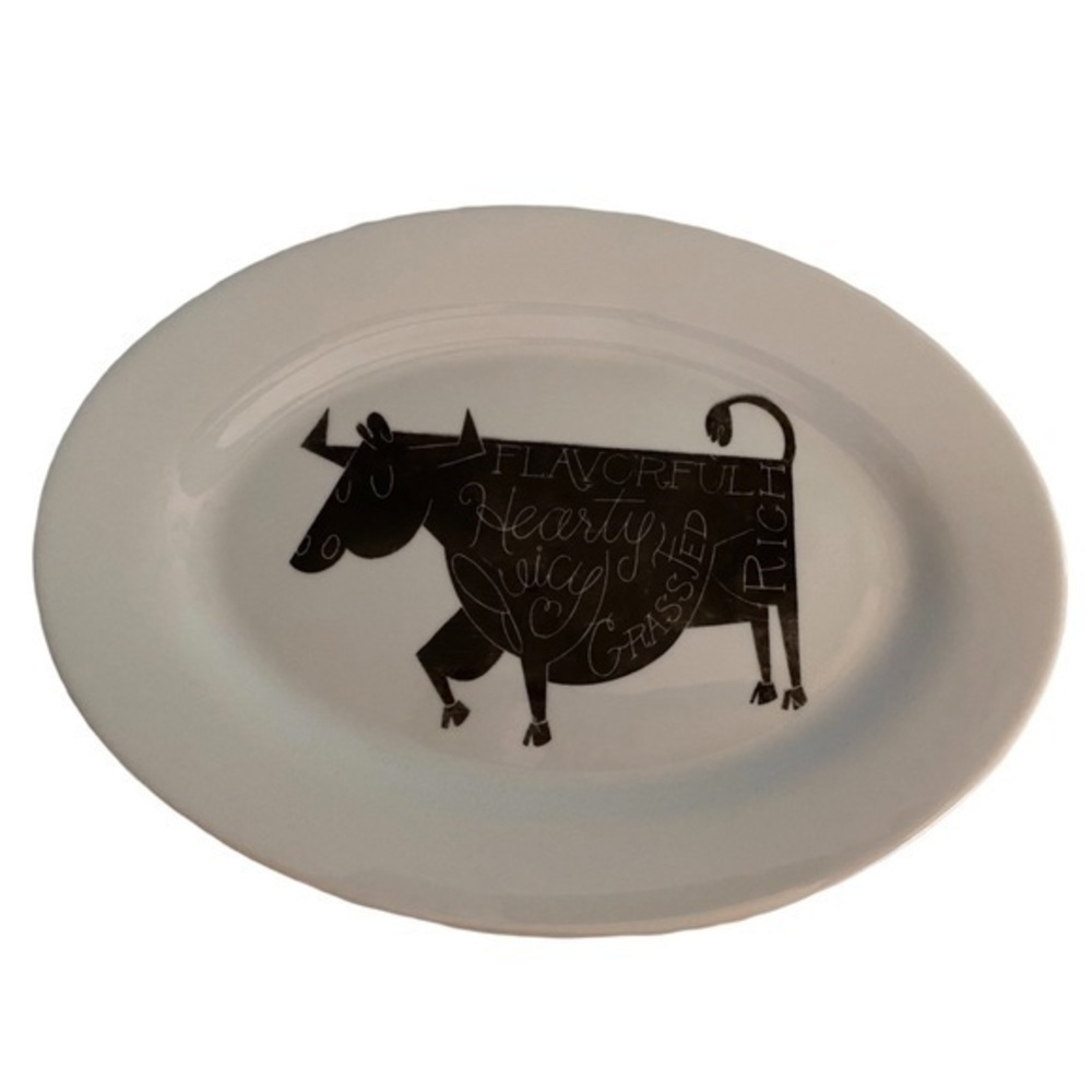 CRATE & BARREL FARMHOUSE PLATTER COW FROMAGE CHEESE PLATE